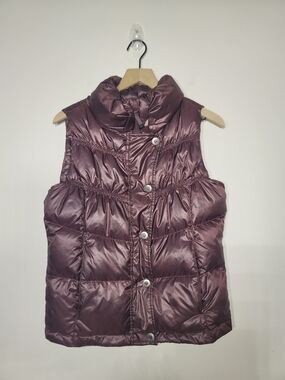 prAna Milly Puffer Vest Burgundy Down Filled Boho Gorpcore 90% Sz S Quiet Luxury